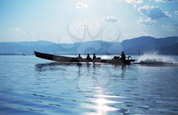 Royalty Free Photo of a Boat on Inle Lake, Myanmar