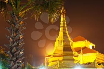 Royalty Free Photo of Shwedagon Golden Pagoda at Night in Yangon, Myanmar