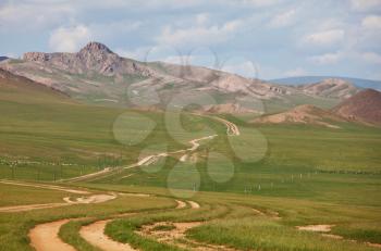 Royalty Free Photo of Prairie and Mountains