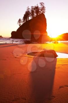 Royalty Free Photo of a Beach at Sunset