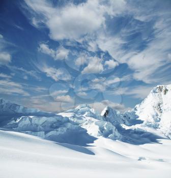 Royalty Free Photo of Snow Covered Mountains in the Cordlleras