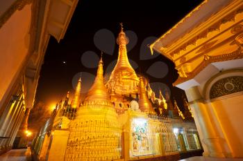 Royalty Free Photo of a Temple in Myanmar at night
