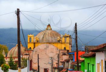 Colorful colonial street in Mexican city