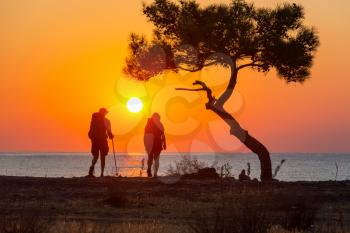 Couple standing on a Turkey sea coast
