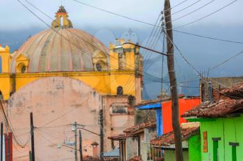 Colorful buildings in mountains village, Mexico