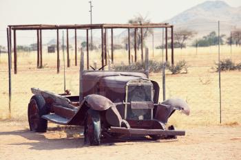 vintage classic car in African farm