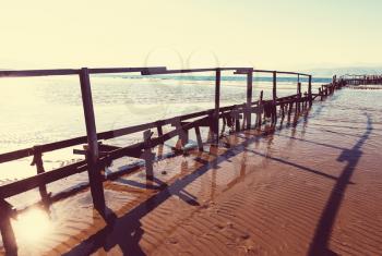 Wooden boardwalk on the beach