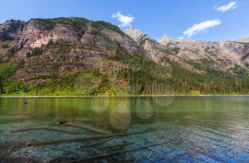 Avalanche lake in Glacial national park in Montana