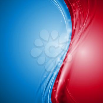 Abstract blue and red wavy background. Vector design eps 10
