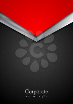 Dark silver and red tech arrows design. Vector background