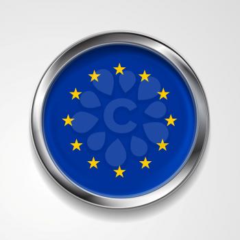 European union vector metal button flag