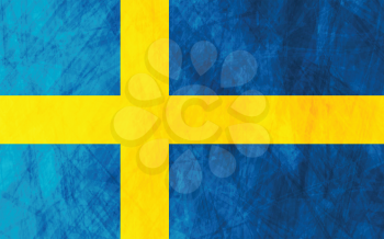 Grunge illustration of Swedish flag. Vector background