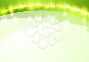 Green shiny waves abstract background. Vector design
