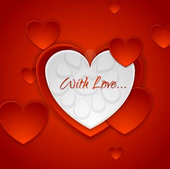 Red romance background with hearts. Valentine Day vector design