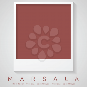 Trendy color marsala 2015. Polaroid frame vector background