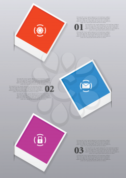 Infographics design with Polaroid frames. Vector illustration