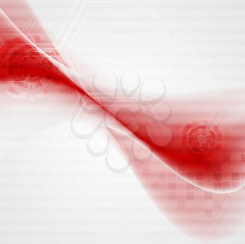 Red wavy tech abstract background. Vector design