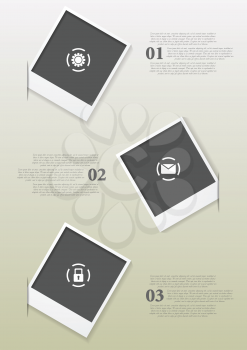 Infographics design with Polaroid frames. Vector background illustration