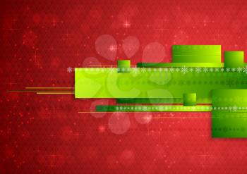 Bright abstract tech Christmas background. Vector design