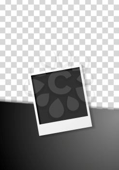 Black flyer design with polaroid photo frame. Vector background