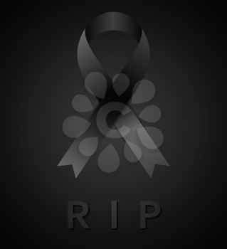 Black mourning tape and rip inscription. Rest in peace. Vector design