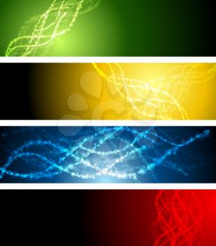 Abstract shiny sparkling wavy banners. Vector graphic design