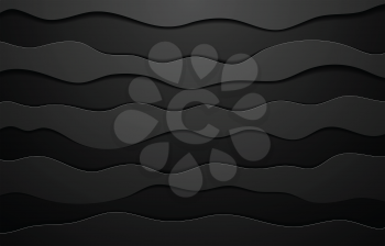 Black concept wavy abstract background. Vector dark graphic design
