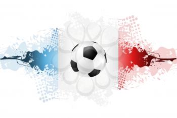 European Football Championship in France, grunge splash background. Vector Euro sport design, France flag colors