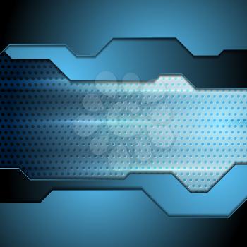 Blue tech perforated carbon background. Vector design