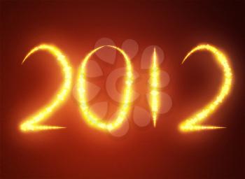 Date New Year 2012 on dark red background