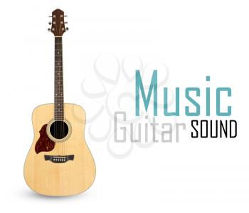 Acoustic guitar isolated over white background