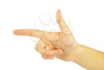 Pointing hand (or shooting) isolated on white background