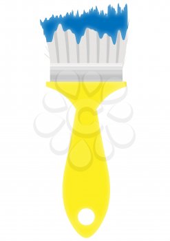 Royalty Free Clipart Image of a Paintbrush With Blue on the Tip