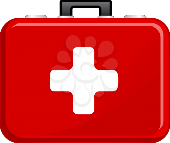 Royalty Free Clipart Image of a Red Medical Bag With a White Cross