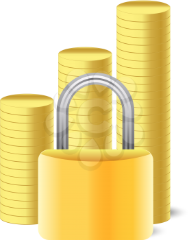 Royalty Free Clipart Image of Money and a Lock