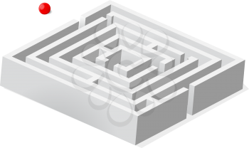 Royalty Free Clipart Image of a Maze and a Red Ball