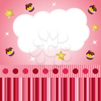 Royalty Free Clipart Image of a Pink Background With a Cloud