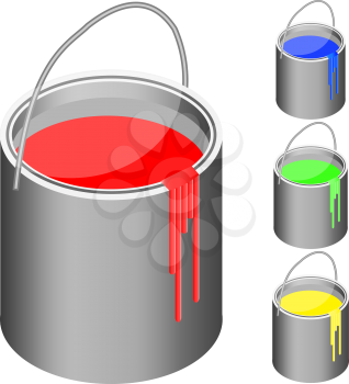 Royalty Free Clipart Image of Buckets of Paint