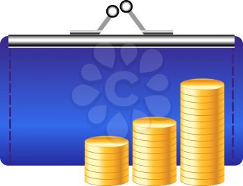 Royalty Free Clipart Image of Coins and a Purse