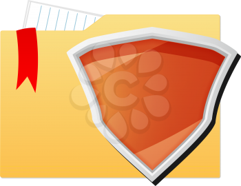 File folder protected by orange shield 