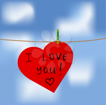 Red heart with I love you inscription