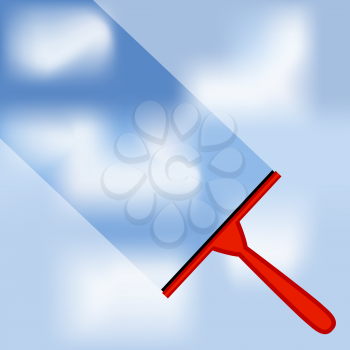 Window cleaning background with blue sky and white clouds. Contains a gradient mesh.