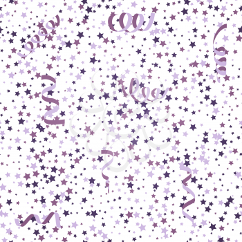 Violet background with stars and streamers