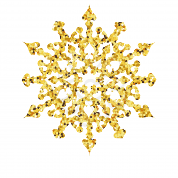 Christmas gold card with snowflake. Vector illustration