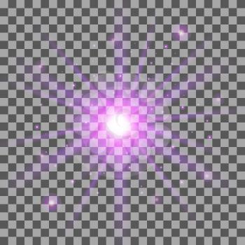 Glow light effect on transparent background. Star burst with particles. Vector illustration.