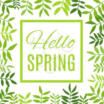 Hello spring greeting card.Vector illustration