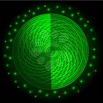 Abstract green neon round glow light effect. Vector illustration.