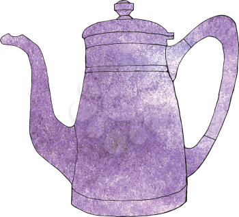 Ultra violet watercolor hand drawn coffeeapot.Vector illustration