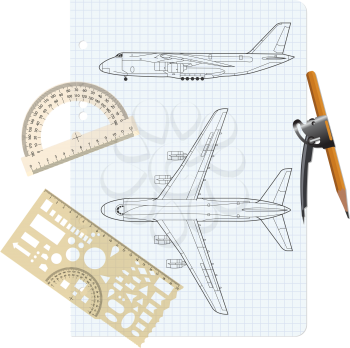 Royalty Free Clipart Image of Drawings of a Plane