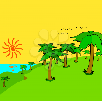Royalty Free Clipart Image of Tropical Palm Trees